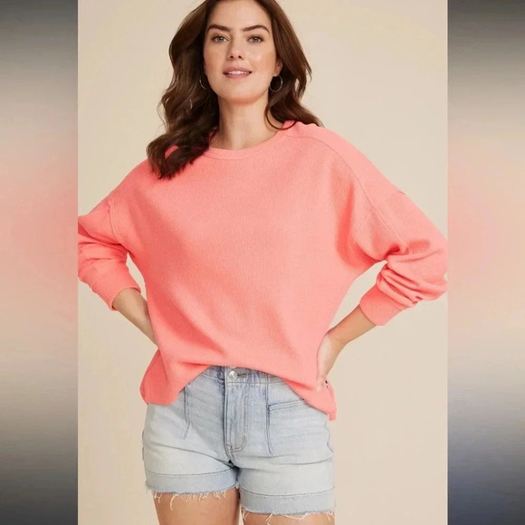 Maurices Tops - Maurice’s Textured Hot Pink Crew